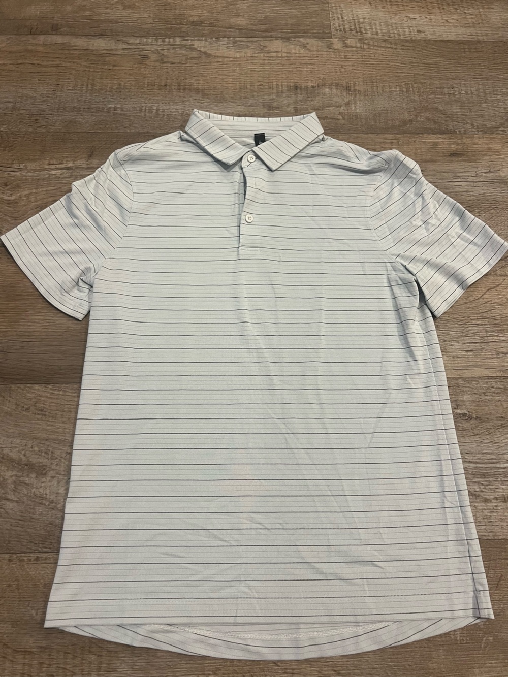 lululemon athletica Light Blue Polo with Thin Navy Stripes